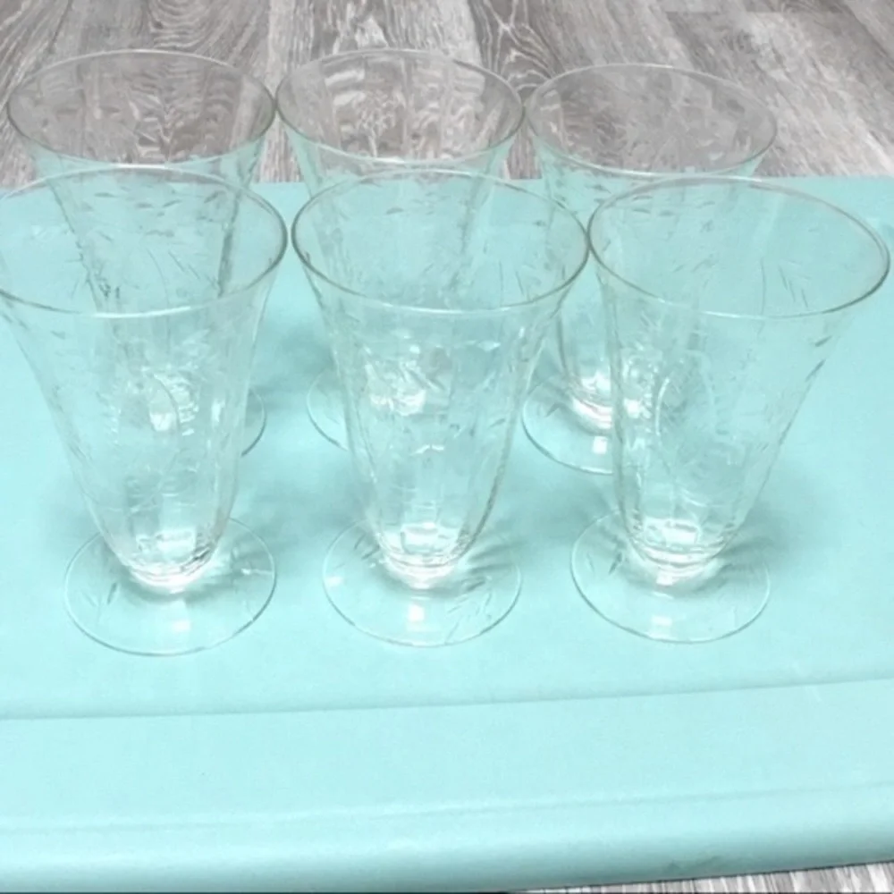 Rock Sharpe set of 6 crystal parfait or iced tea glass, from the 1930s or 1940s.